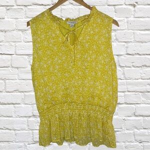 Carolina Belle Yellow Ruffled Tie Front Blouse